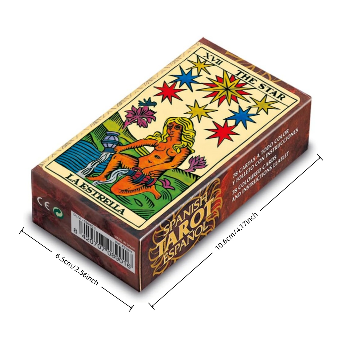 Tarot Deck With Guidebook - 78枚のカード、マリー・アントワネット版タロットカード、大アルカナ、星をテーマにしたスペイン語版、ボードゲーム、占いカードセット。