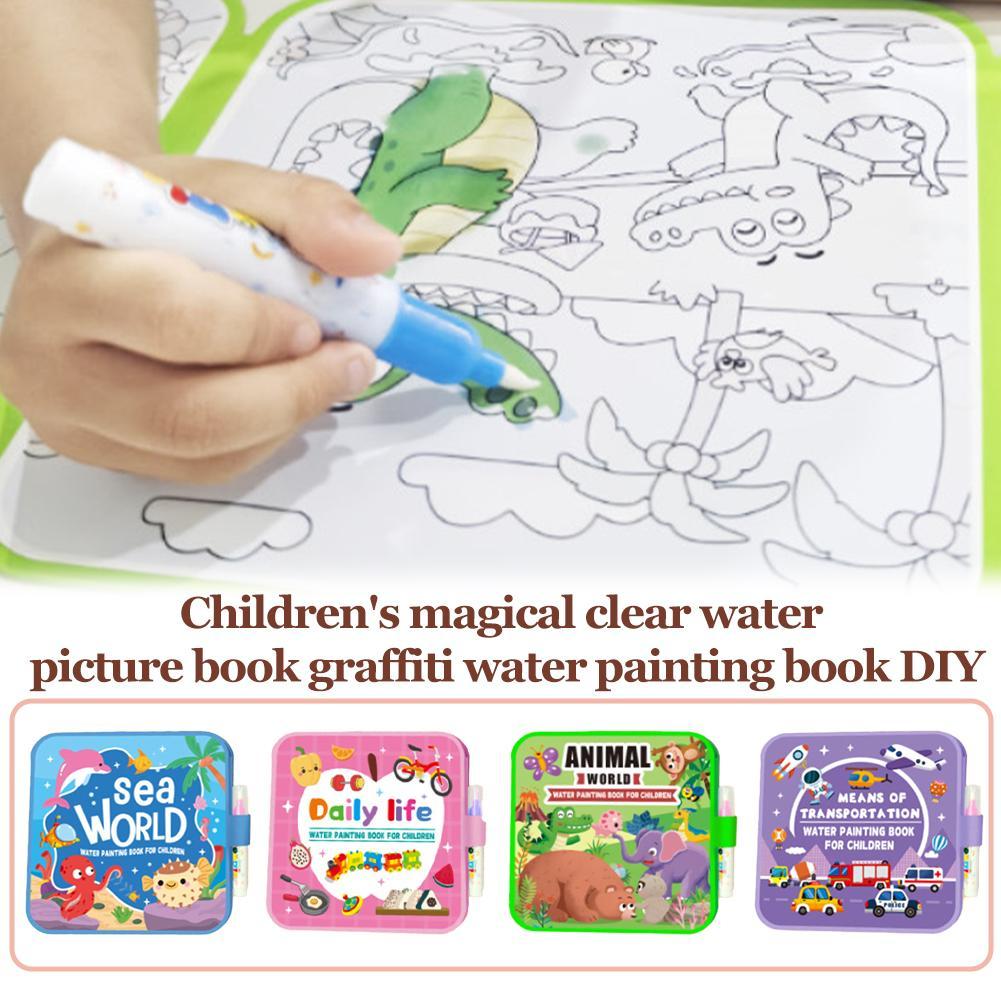 Reusable Water Magic Coloring Book - 魔法の水描画ブック DIY 落書き水描画ブック塗り絵誕生日 & ホリデーギフト子供のための教育玩具