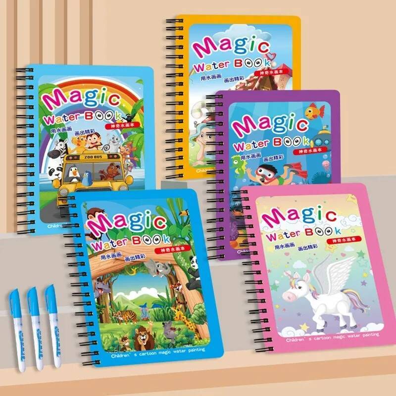モンテッソーリおもちゃ魔法の水描画ブック再利用可能なぬり絵感 - Reusable Water Magic Coloring Book のレビューと価格
