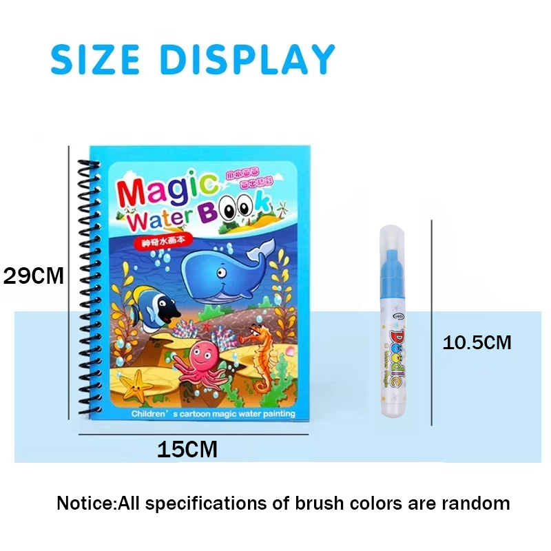 1PC 子供水彩画マジックブック詰め替え可能な水ペン付き感覚 - Reusable Water Magic Coloring Book のレビューと価格