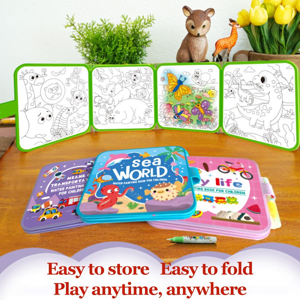 魔法の水描画ブック DIY 落書き水描画ブック塗り絵誕生日  - Reusable Water Magic Coloring Book のレビューと価格